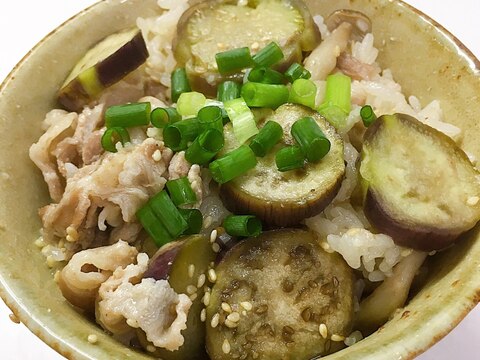 秋茄子と豚肉の炊き込みご飯